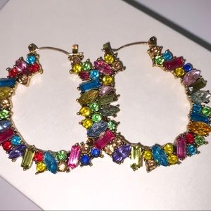 Rainbow Jewel Hoop Earrings